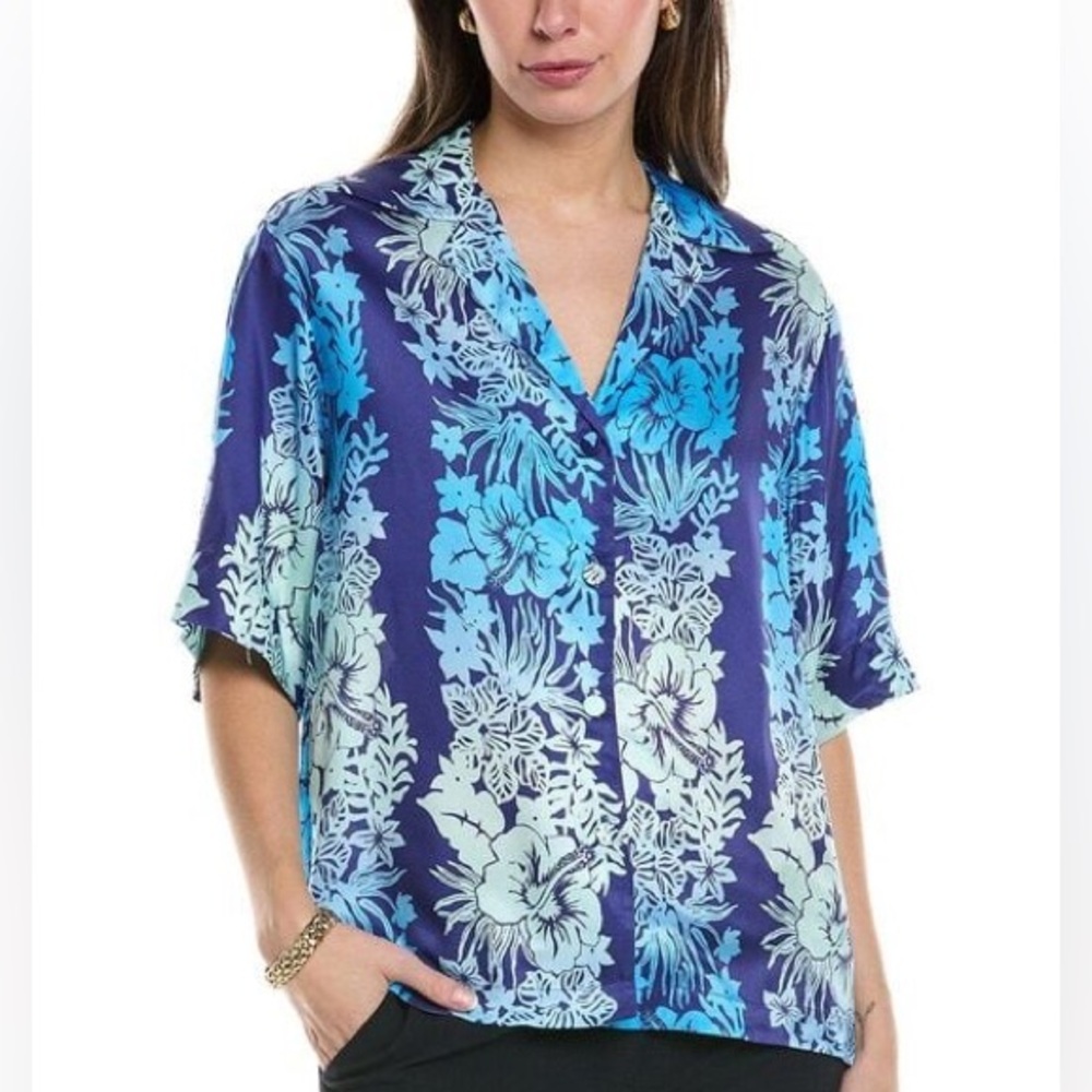 Sandro Womens blue hawaiian shirt